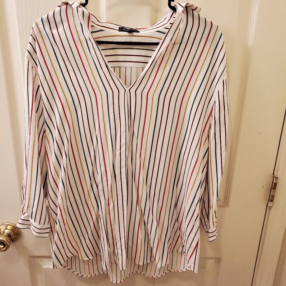 White multicolored striped shirt